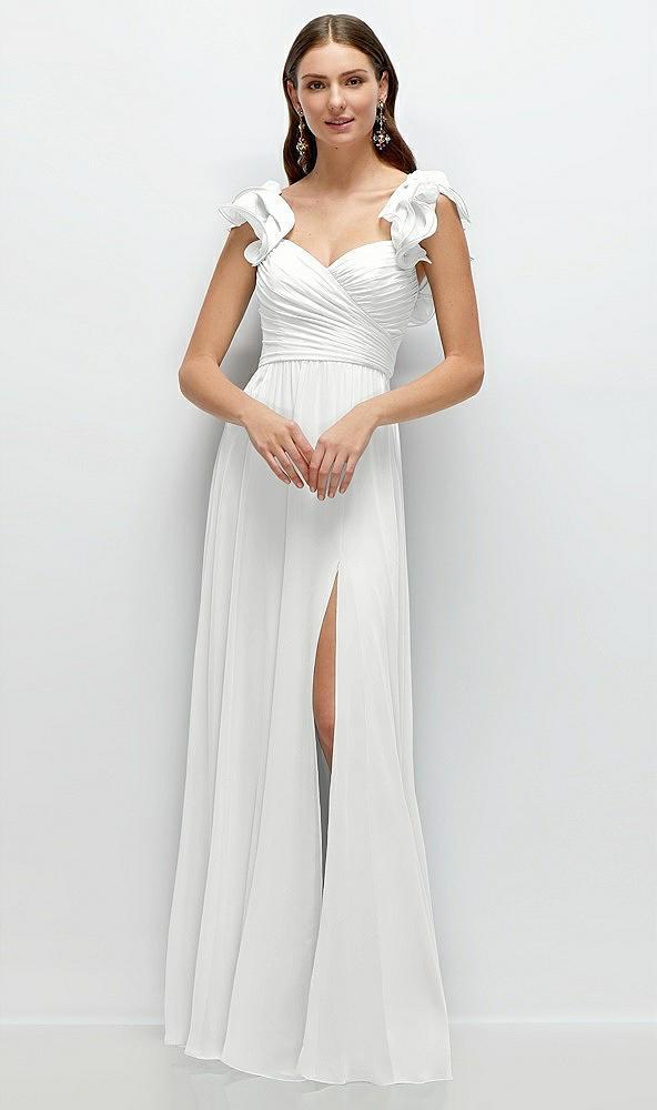 dramatic ruffle edge strap chiffon maxi dress