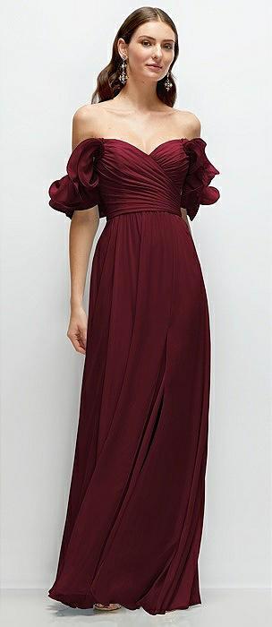 dramatic ruffle edge strap chiffon maxi dress