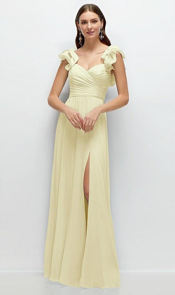dramatic ruffle edge strap chiffon maxi dress