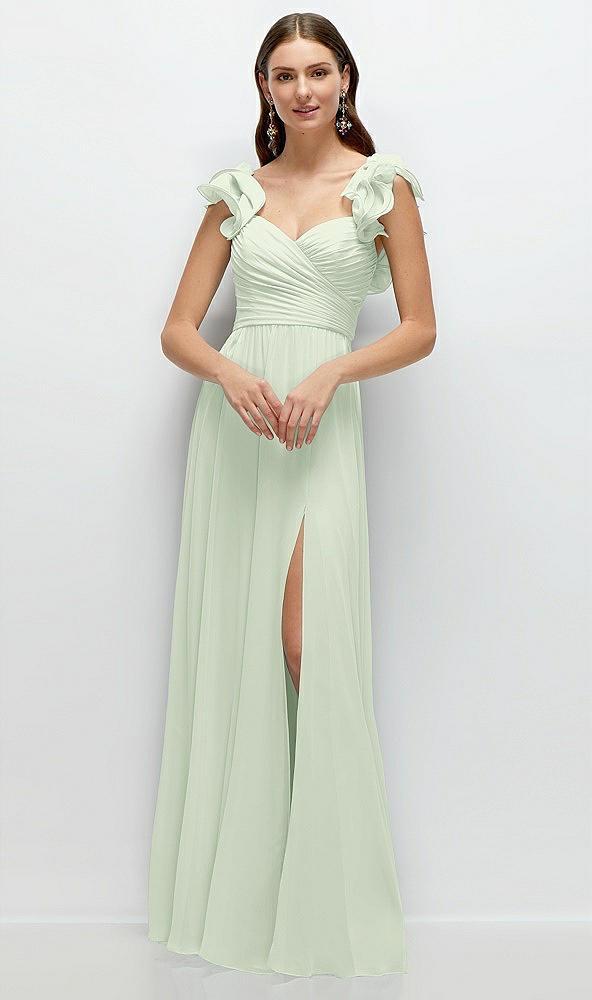 dramatic ruffle edge strap chiffon maxi dress