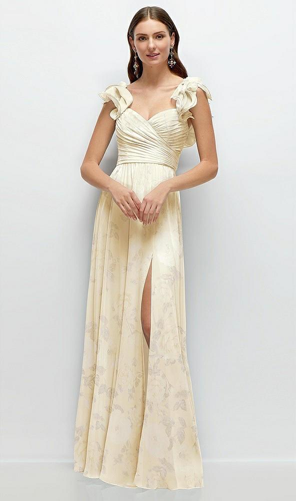 dramatic ruffle edge strap chiffon maxi dress