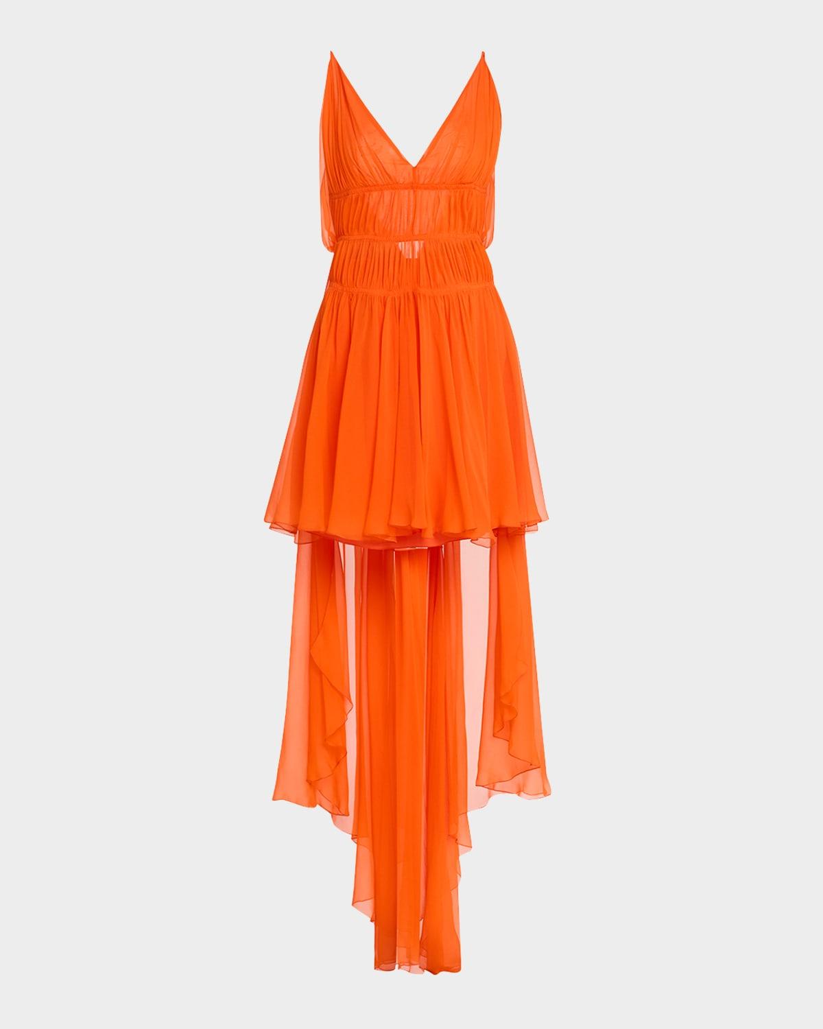 drape backless mini silk dress