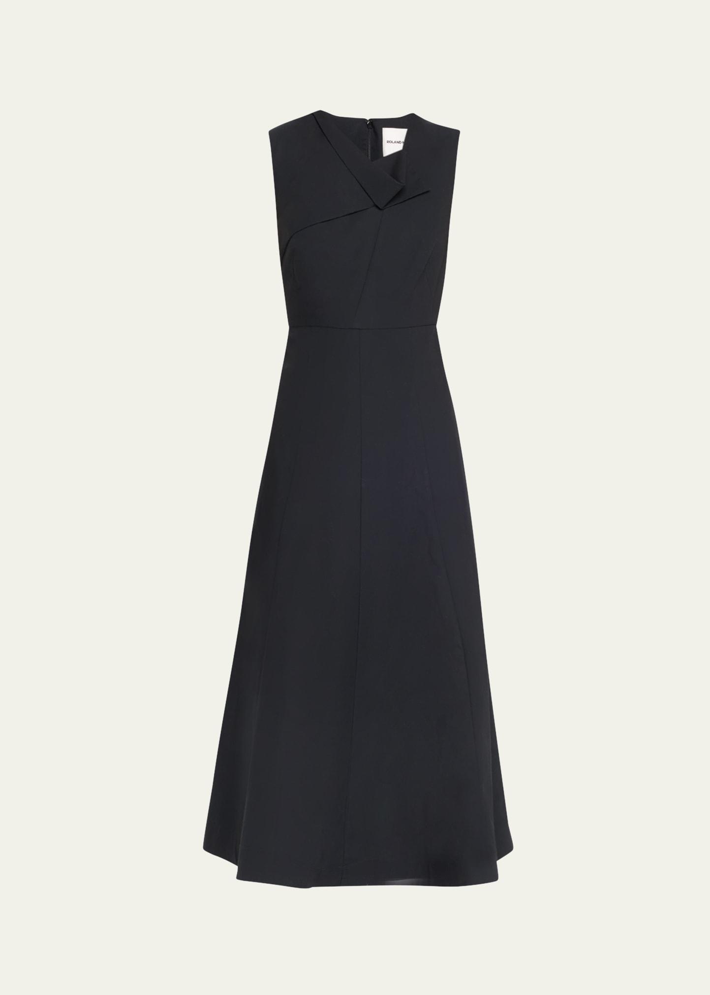 drape cotton poplin midi dress