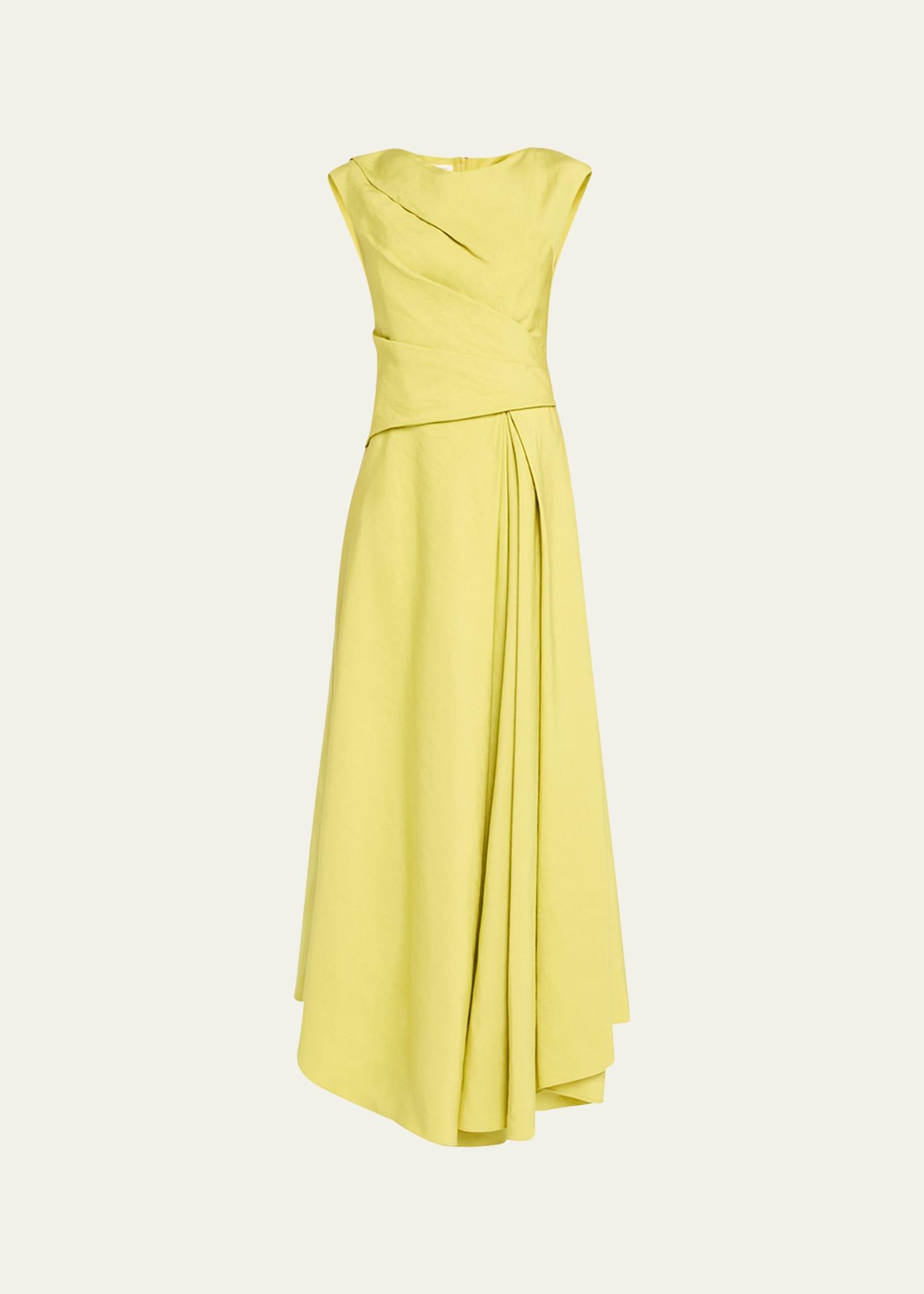 drape-front asymmetric dress