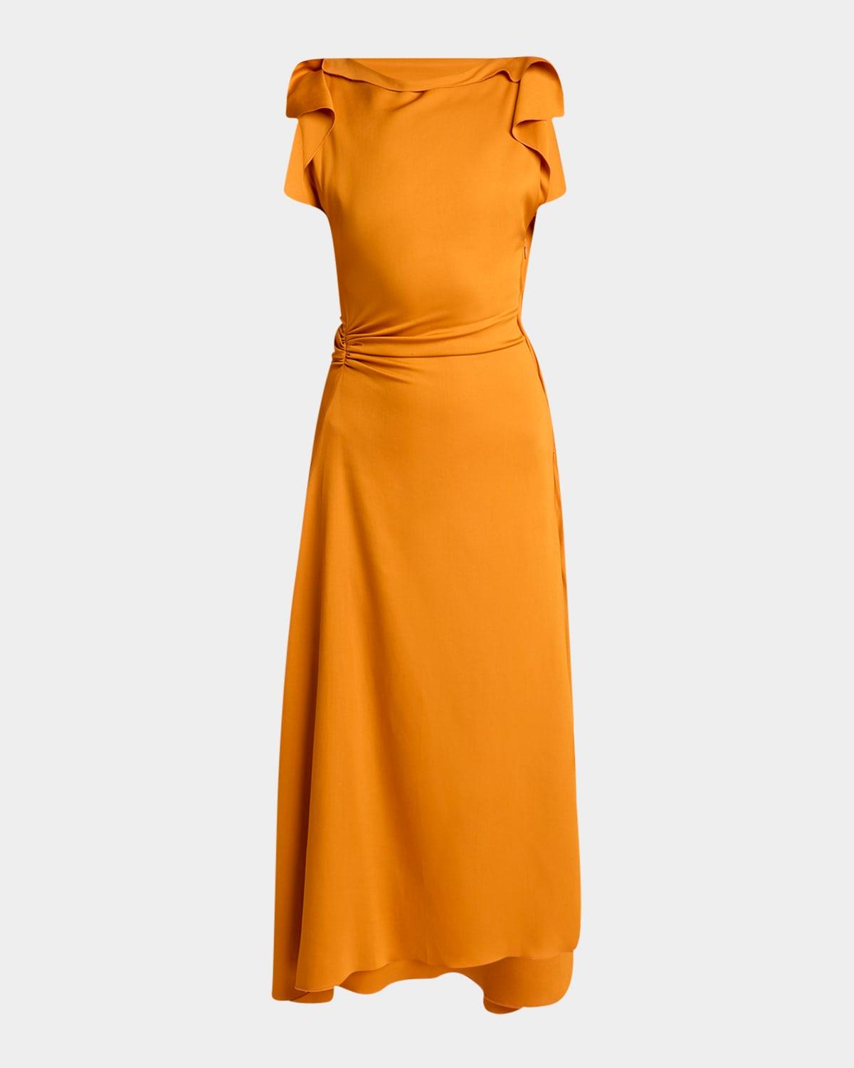 drape sleeve midi dress