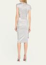 draped asymmetric side snap midi dress