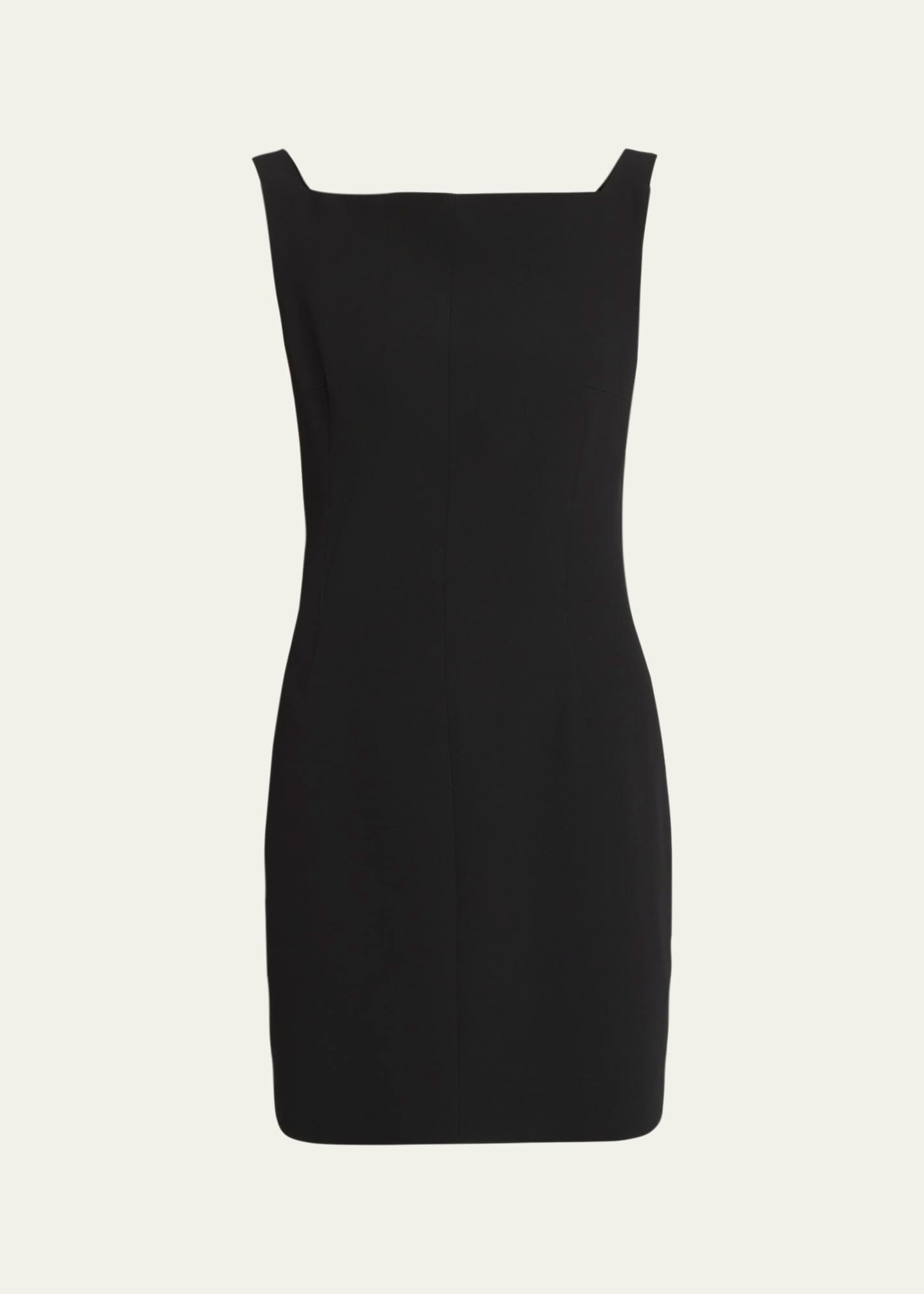 draped-back boatneck sleeveless mini dress