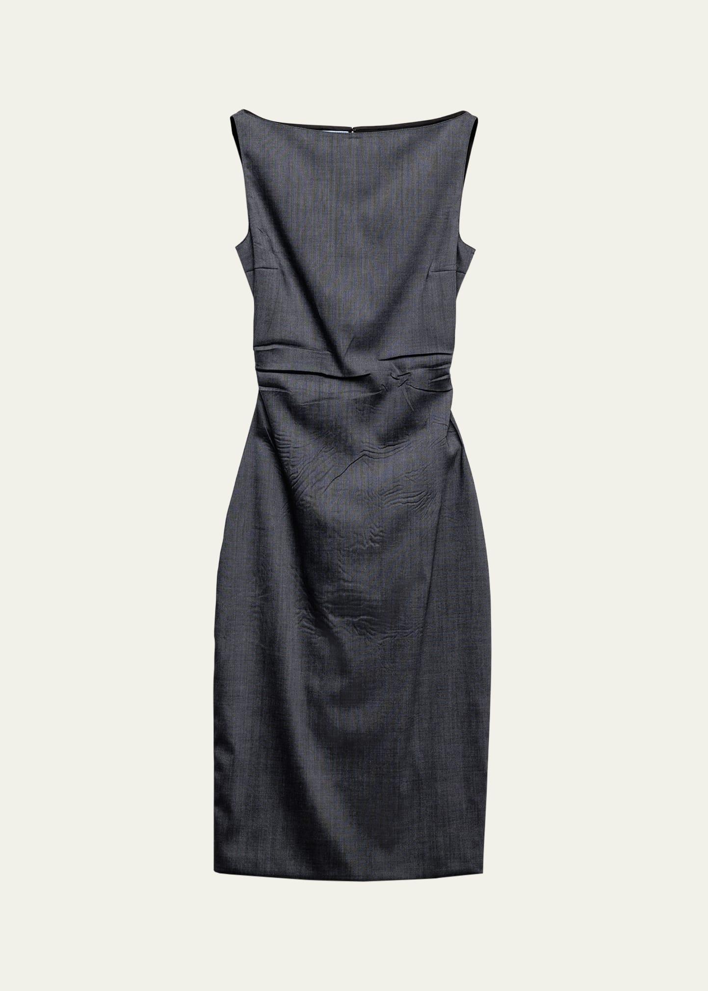 draped boat-neck kid mohair midi dress