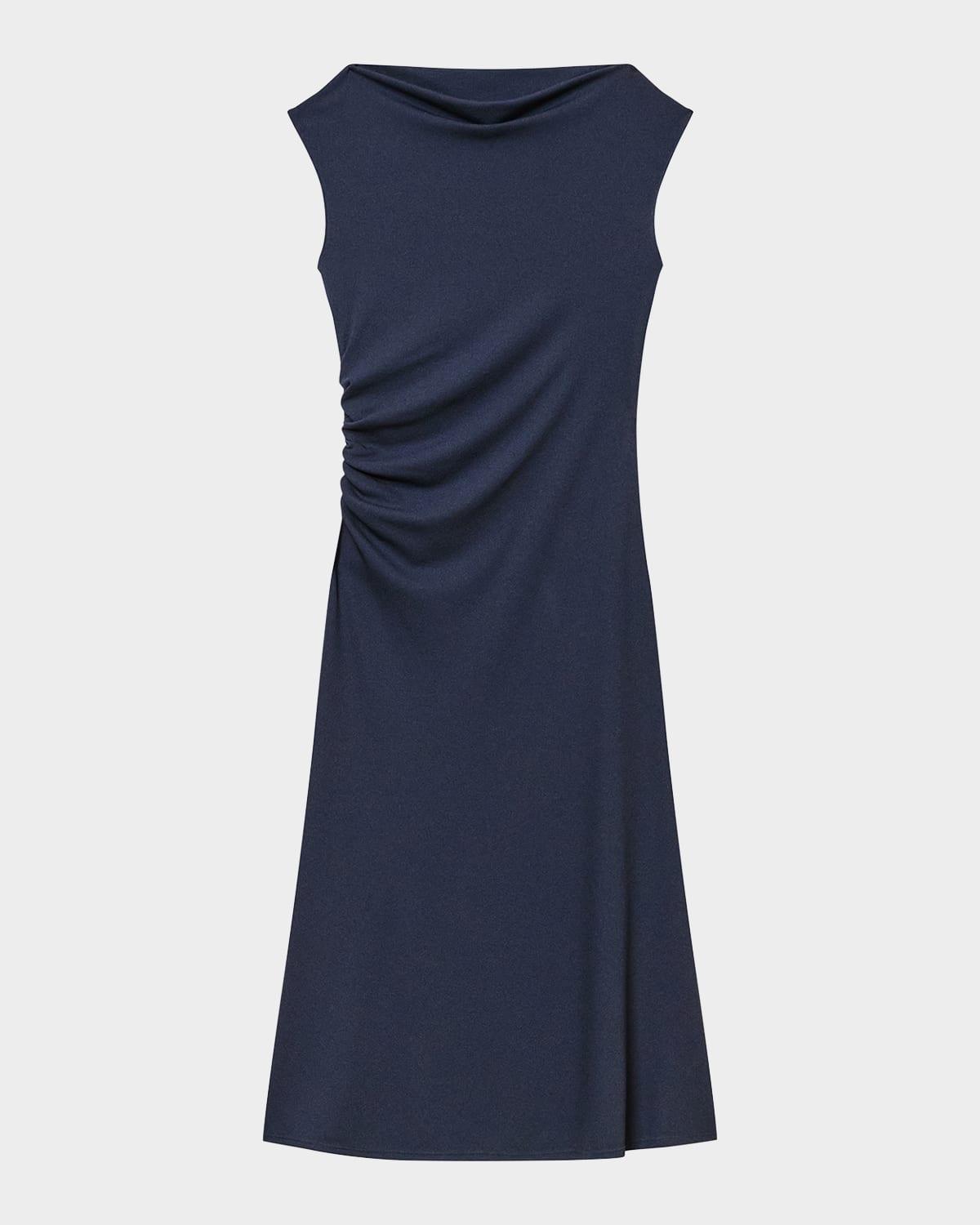 draped boat-neck midi dress