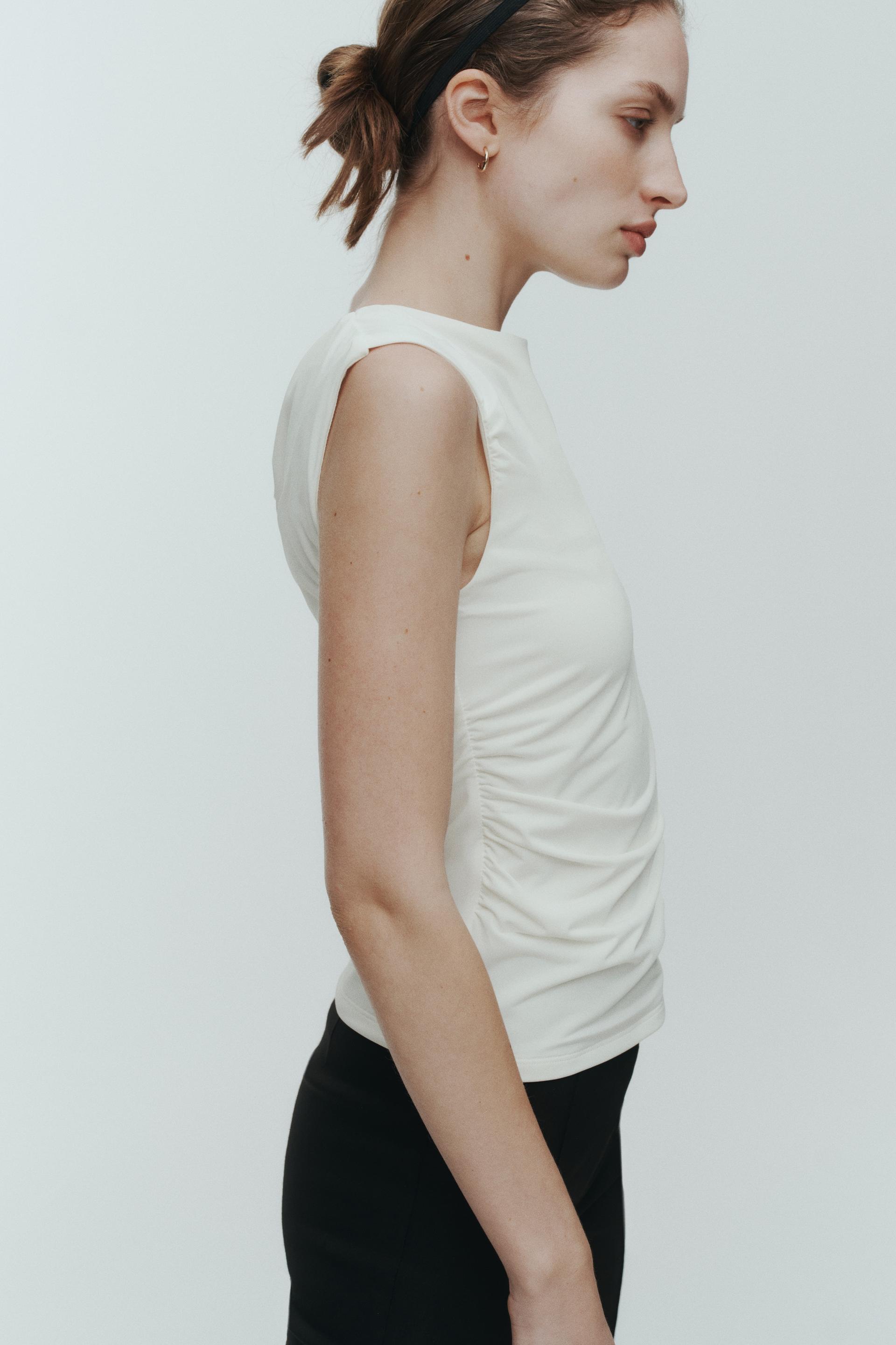 draped boat-neck top