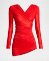 draped body-con asymmetric mini dress