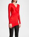 draped body-con asymmetric mini dress