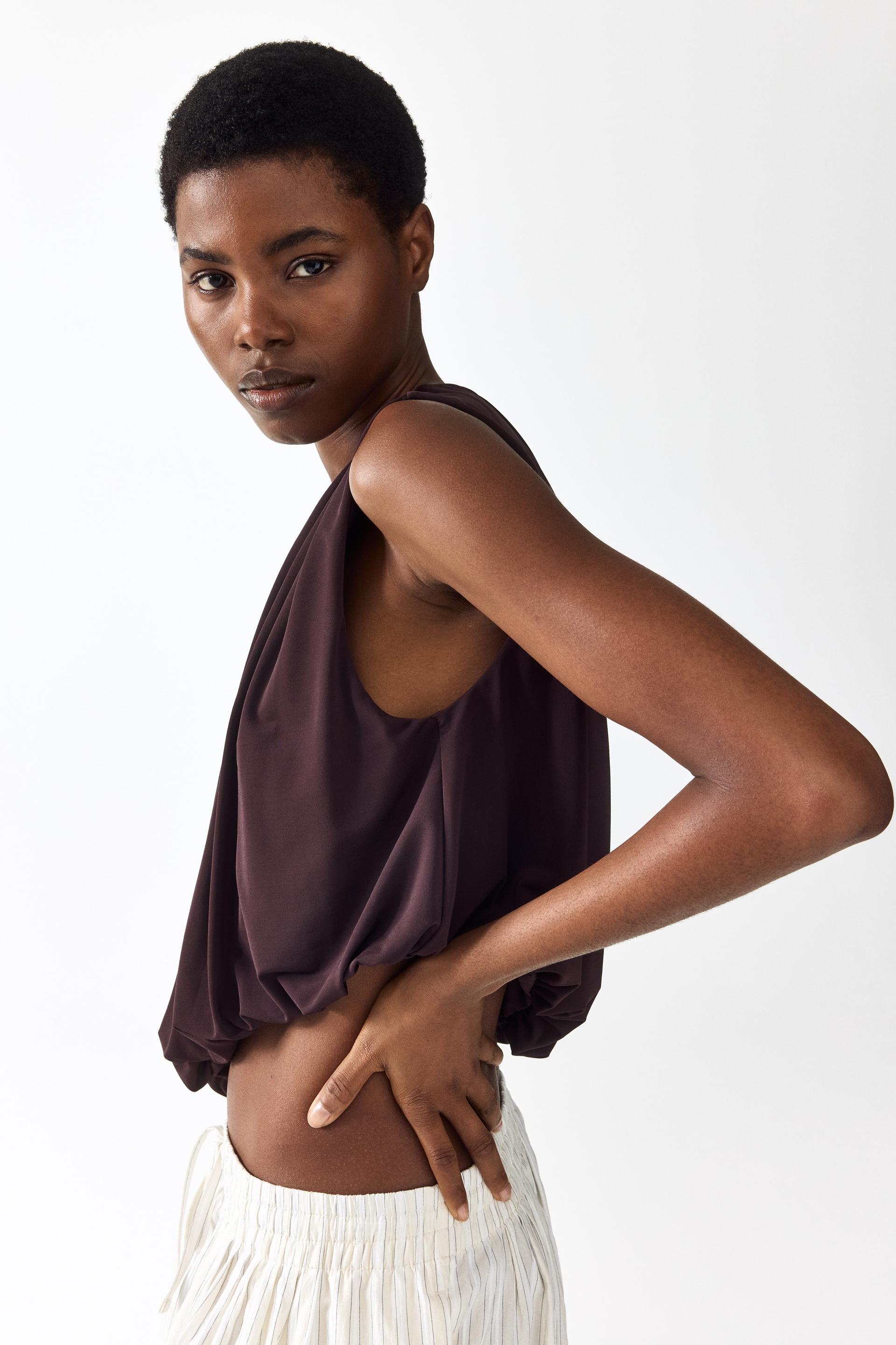 draped bubble-hem top