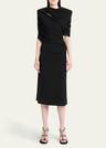 draped cape midi dress