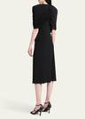 draped cape midi dress