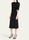 draped cape midi dress