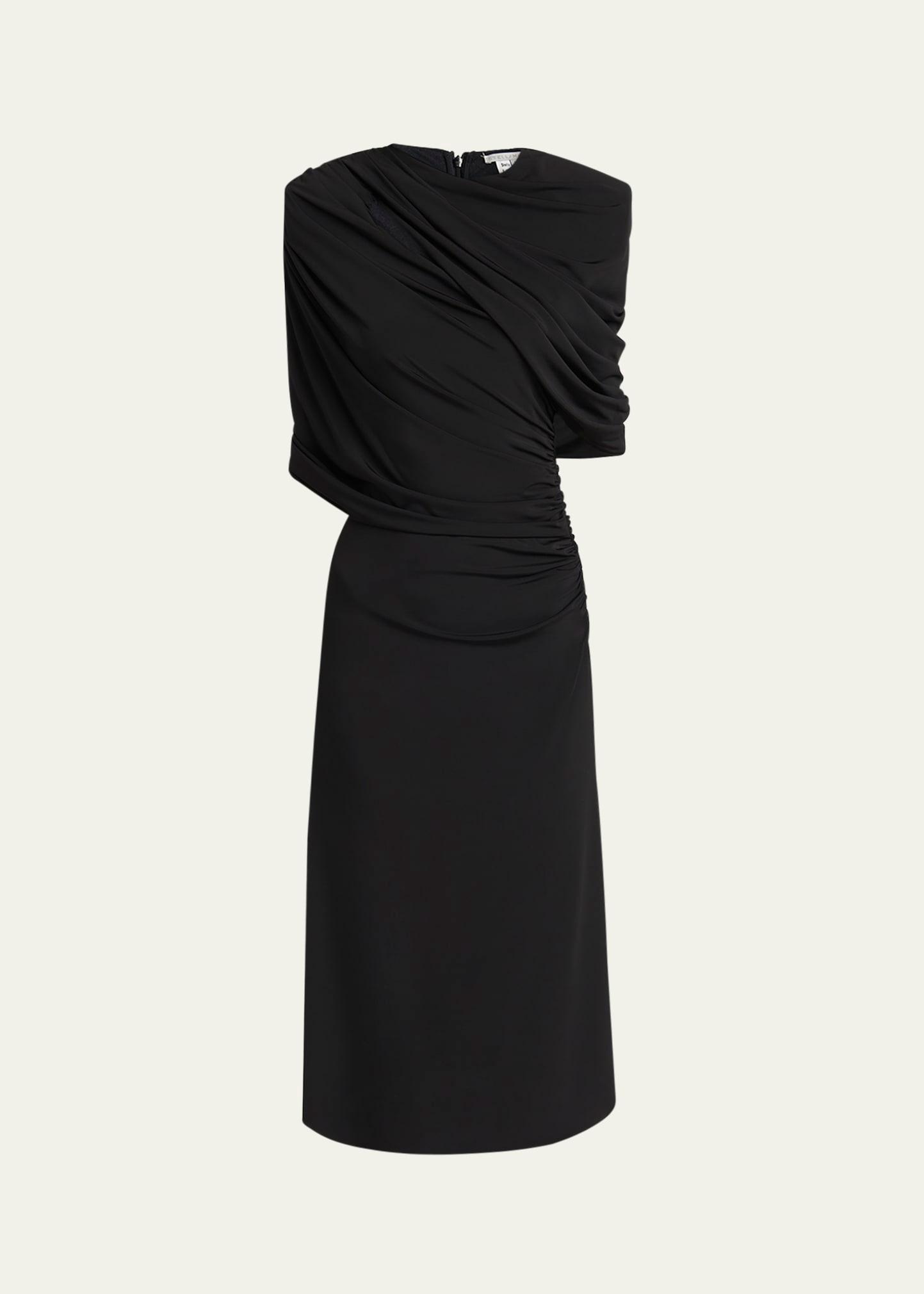 draped cape midi dress