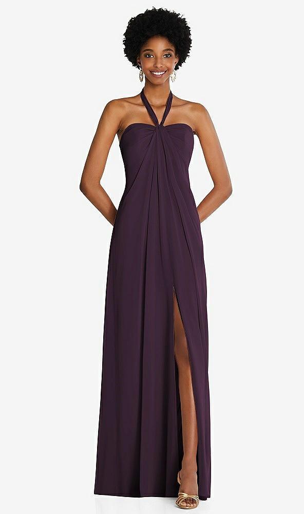 draped chiffon grecian column gown with convertible straps