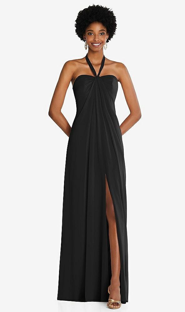 draped chiffon grecian column gown with convertible straps