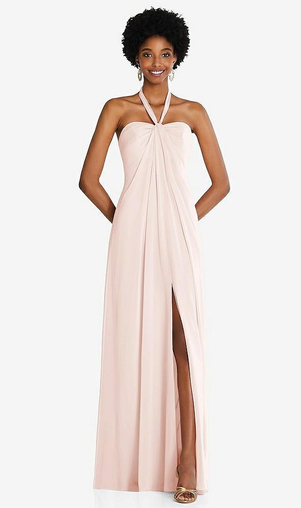 draped chiffon grecian column gown with convertible straps