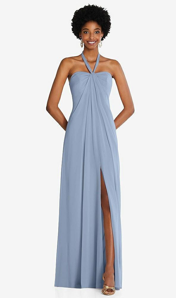 draped chiffon grecian column gown with convertible straps