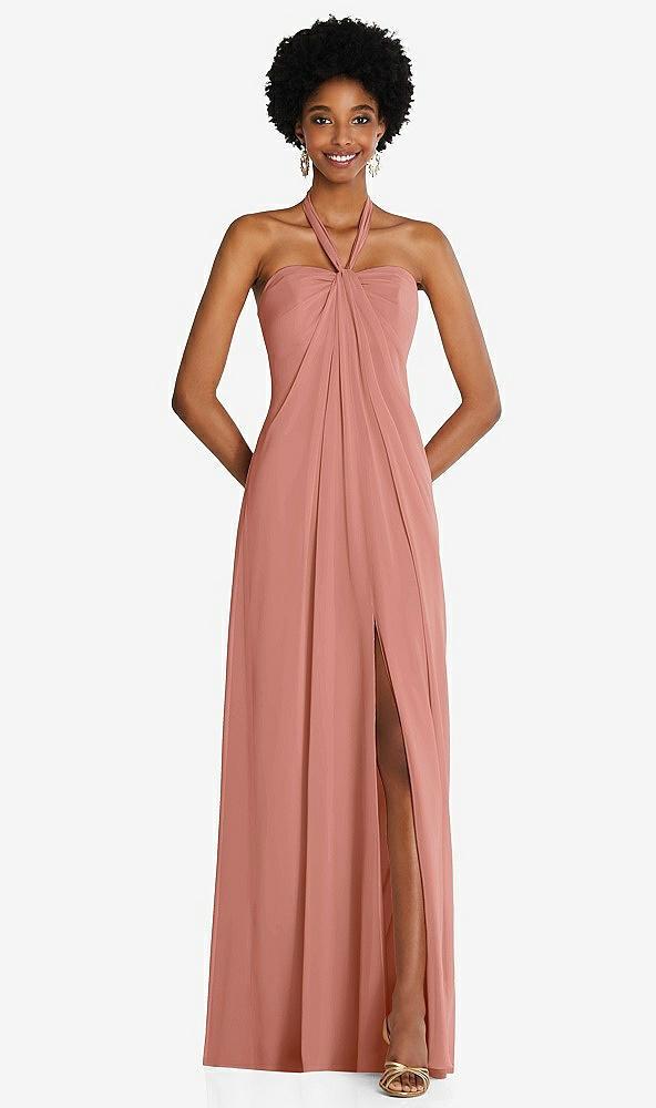 draped chiffon grecian column gown with convertible straps