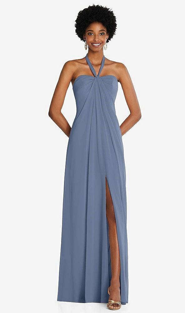 draped chiffon grecian column gown with convertible straps