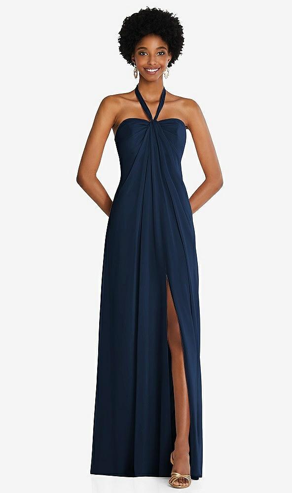 draped chiffon grecian column gown with convertible straps