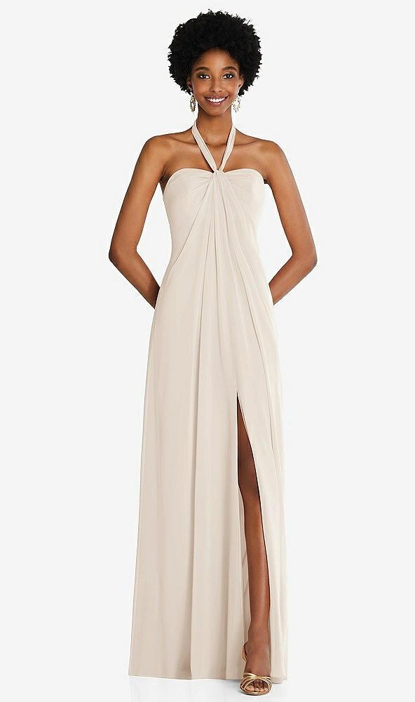 draped chiffon grecian column gown with convertible straps