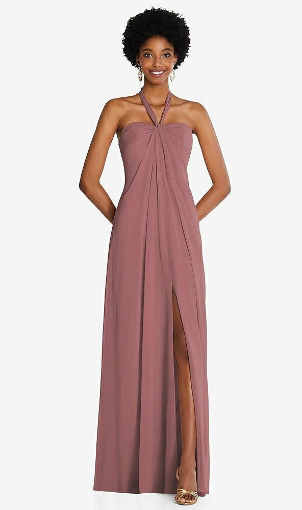 draped chiffon grecian column gown with convertible straps