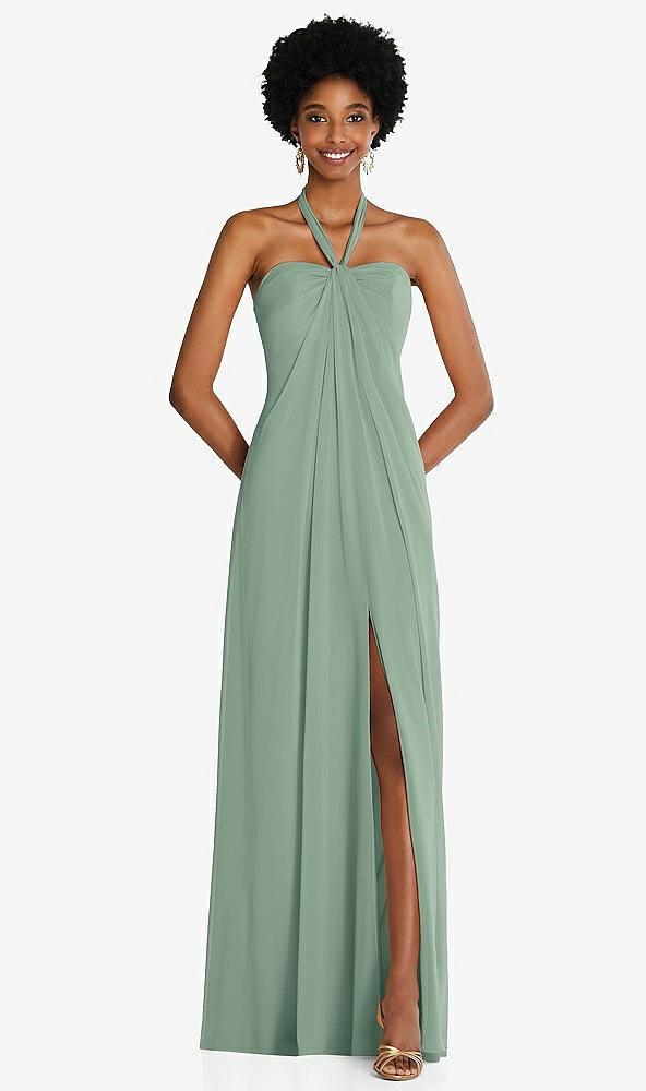 draped chiffon grecian column gown with convertible straps