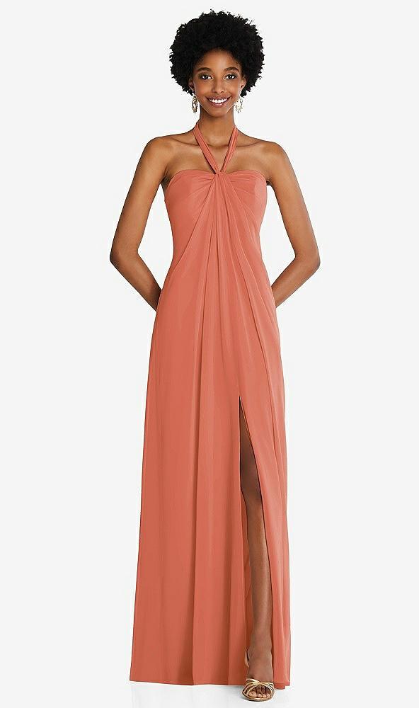draped chiffon grecian column gown with convertible straps