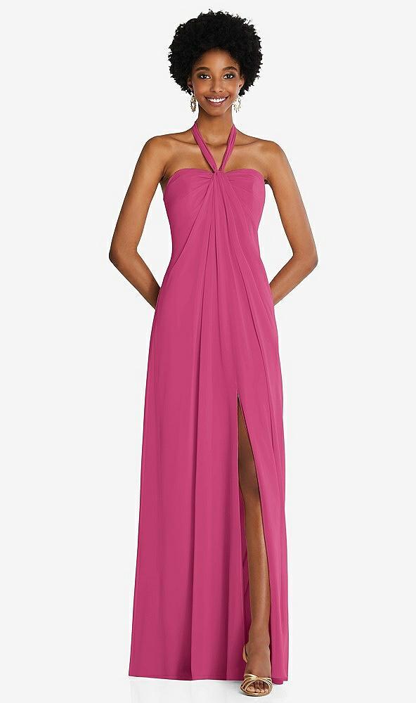 draped chiffon grecian column gown with convertible straps