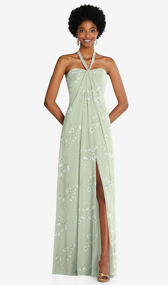 draped chiffon grecian column gown with convertible straps