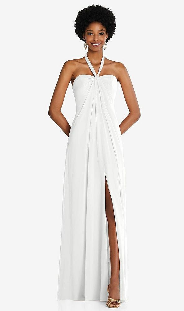 draped chiffon grecian column gown with convertible straps