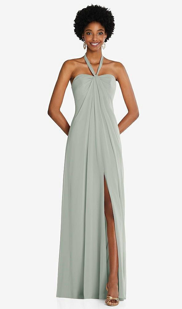 draped chiffon grecian column gown with convertible straps
