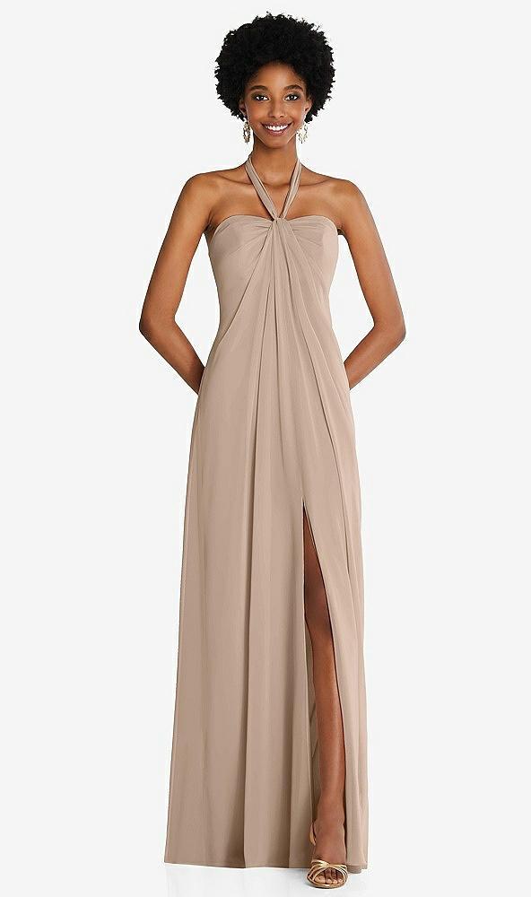 draped chiffon grecian column gown with convertible straps