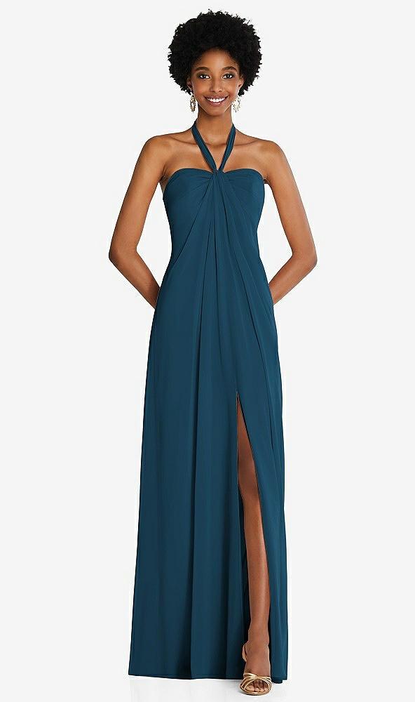 draped chiffon grecian column gown with convertible straps