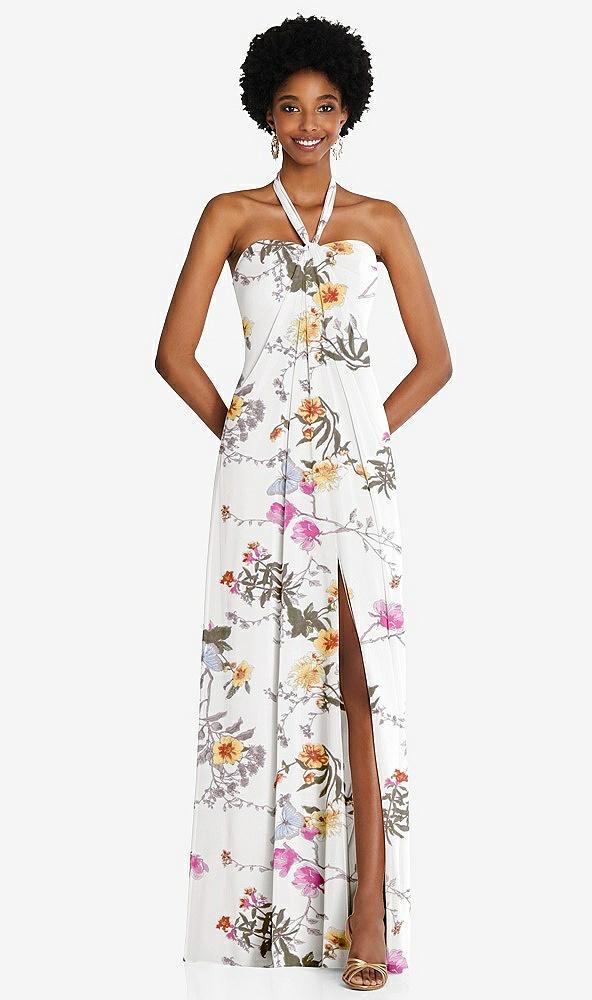 draped chiffon grecian column gown with convertible straps