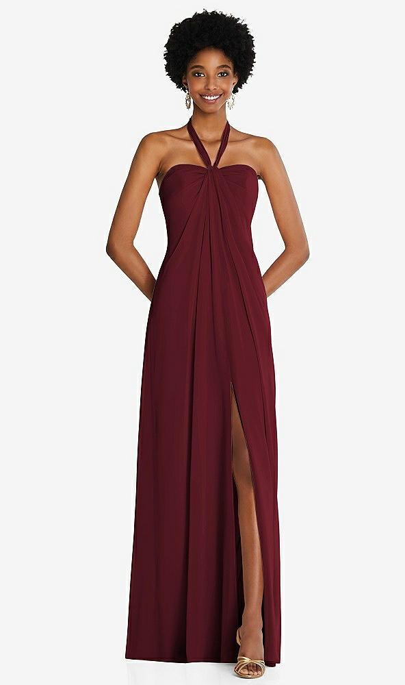 draped chiffon grecian column gown with convertible straps