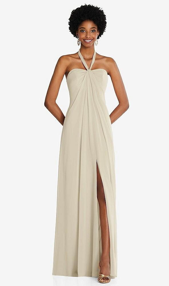 draped chiffon grecian column gown with convertible straps