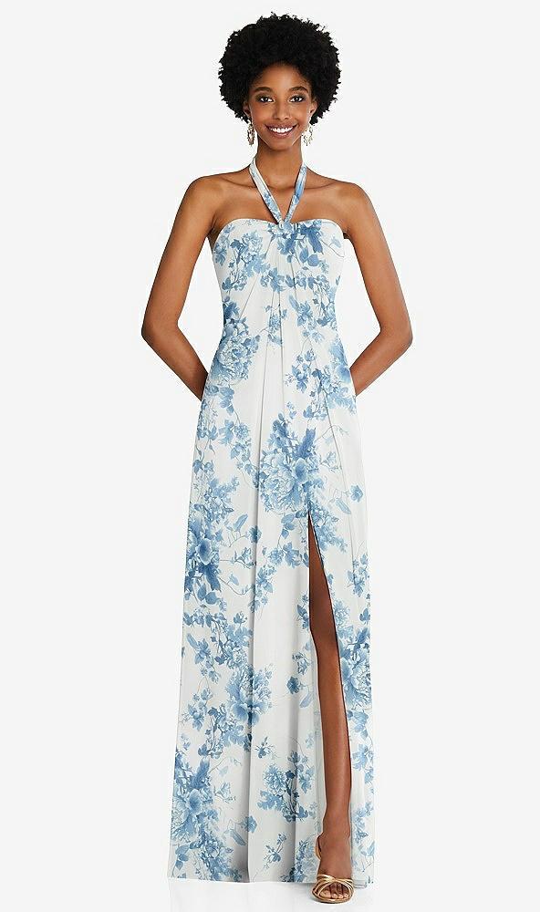 draped chiffon grecian column gown with convertible straps