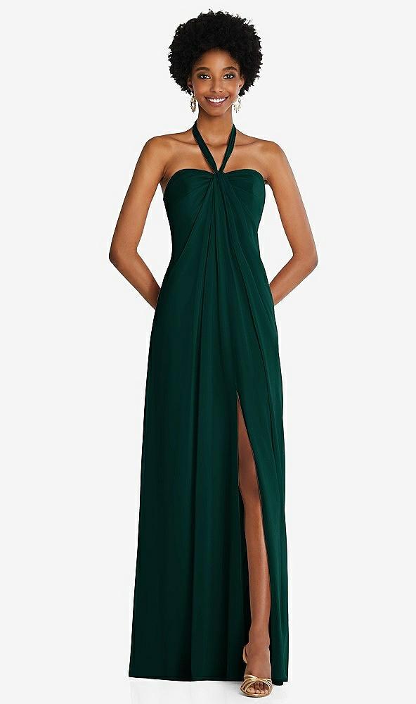 draped chiffon grecian column gown with convertible straps