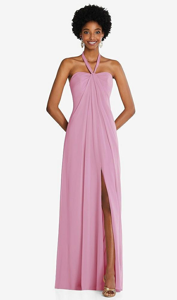 draped chiffon grecian column gown with convertible straps