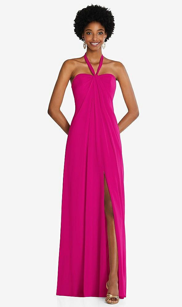 draped chiffon grecian column gown with convertible straps