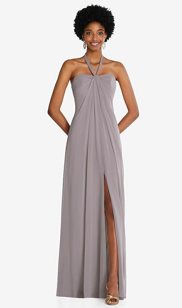 draped chiffon grecian column gown with convertible straps
