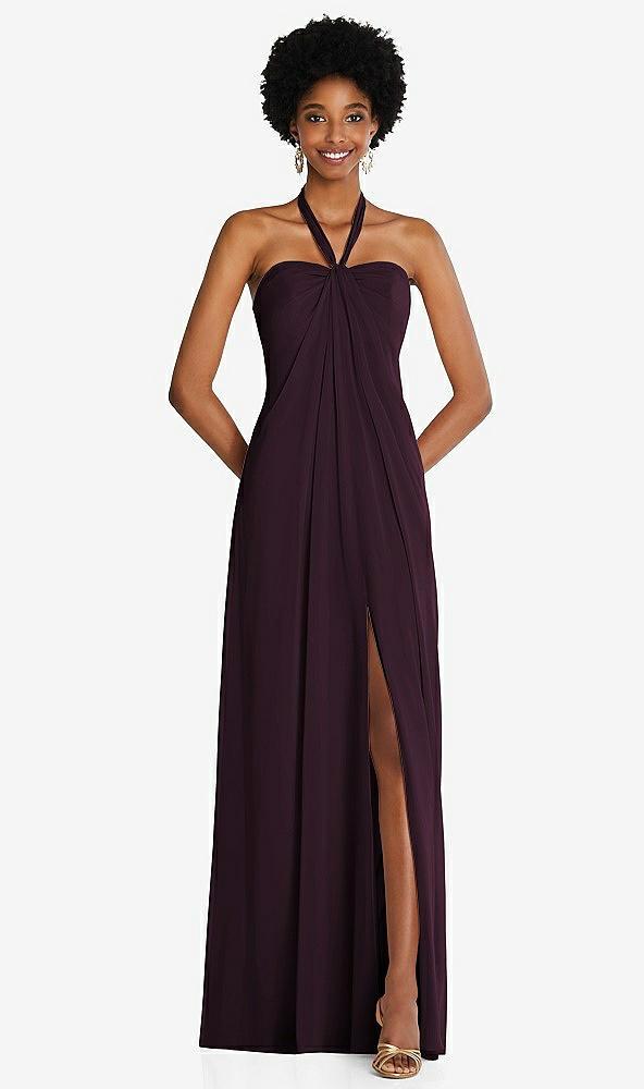 draped chiffon grecian column gown with convertible straps