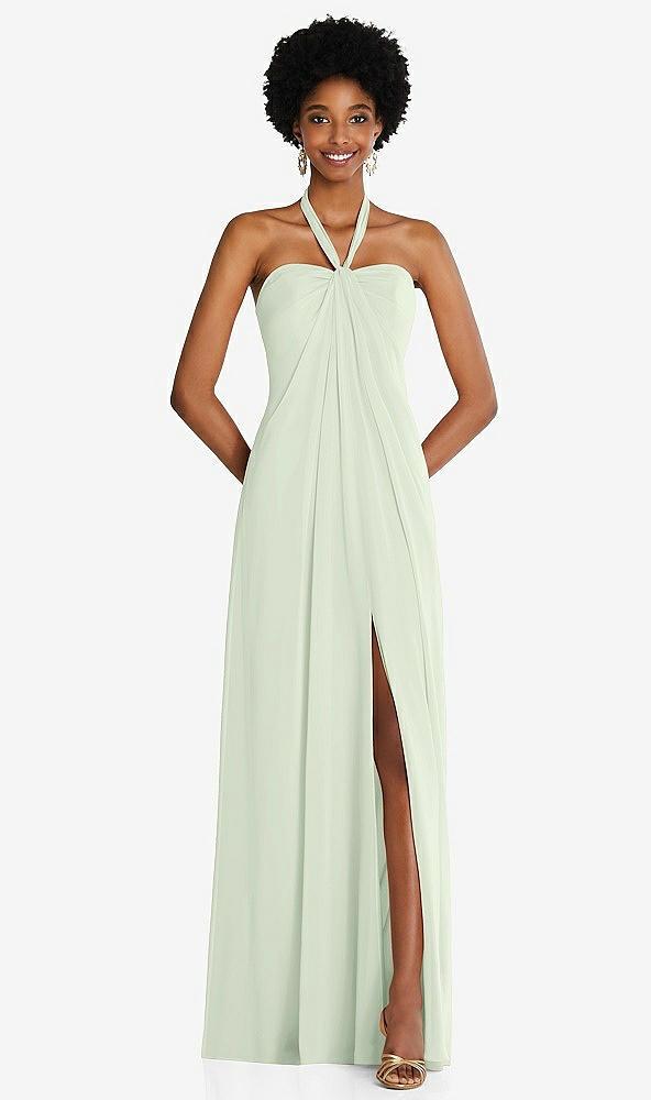 draped chiffon grecian column gown with convertible straps