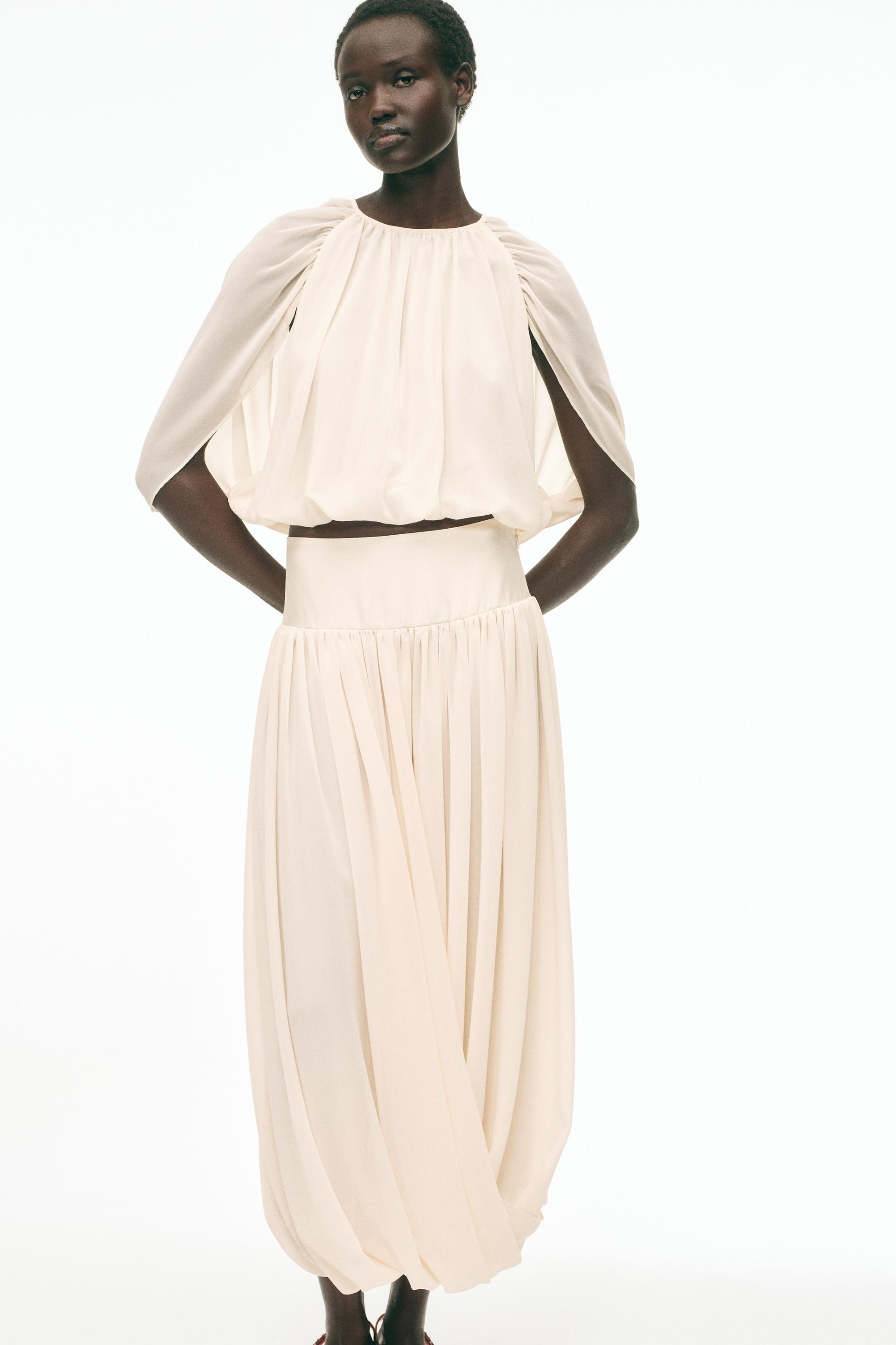 draped chiffon skirt