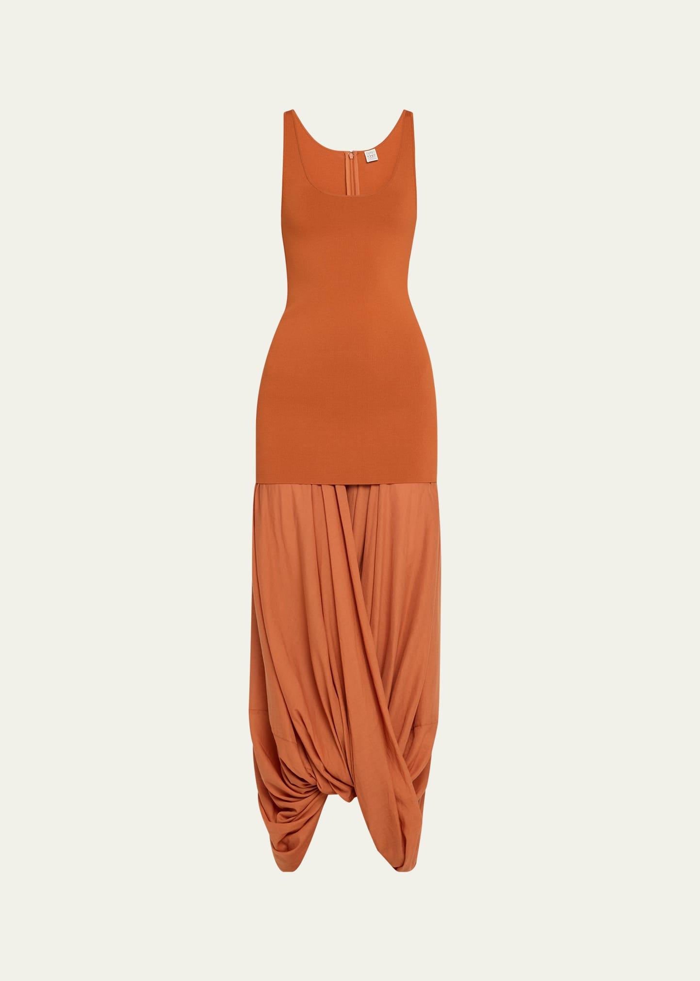 draped cocoon maxi tank dress